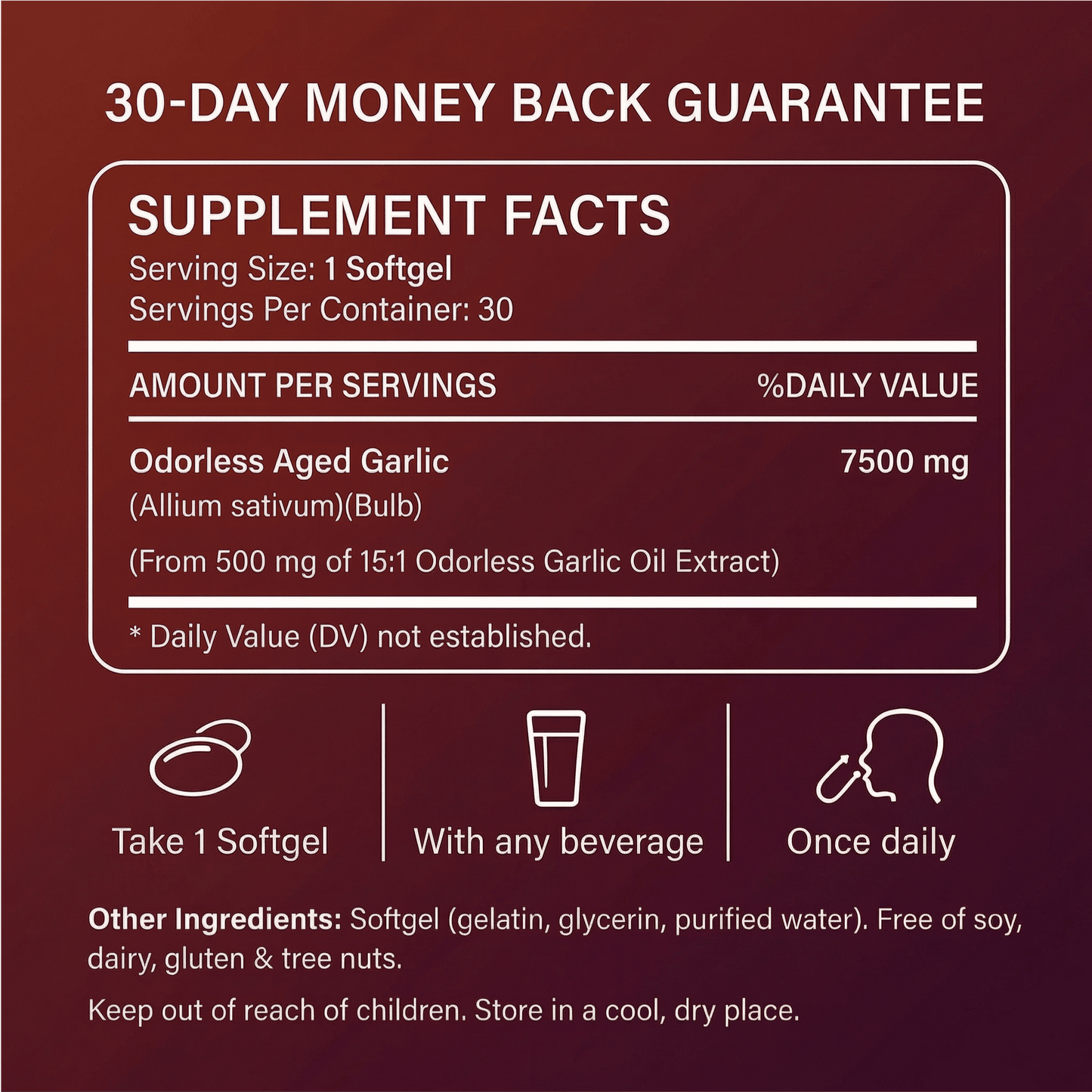 Aged Garlic Extract - 7500mg Odorless Softgels